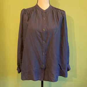 Women's Le Coeur Blanc Navy Blouse Size 38 with Gold Buttons